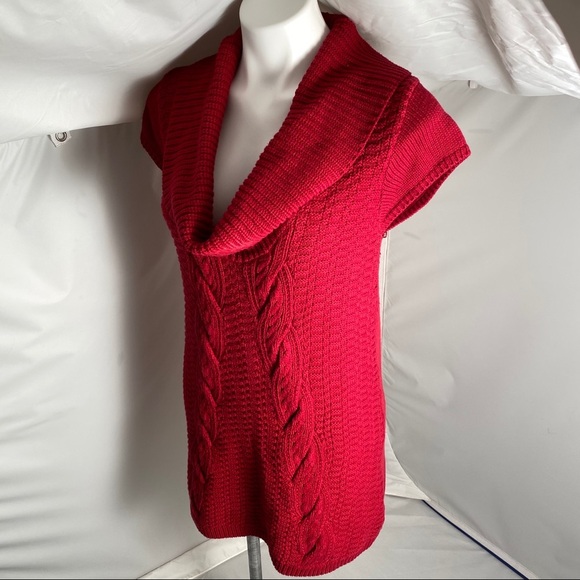 Express cowl neck red sleeveless tunic sweater M - Picture 2 of 6
